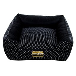 Cama Quadrada para Cachorro ou Gato Luppet Luxo Preto Poa GG - 2