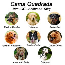 Cama Quadrada para Cachorro ou Gato Luppet Luxo Preto Poa GG - 5