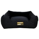 Ver imagem 1 de Cama Quadrada para Cachorro ou Gato Luppet Luxo Preto Poa GG