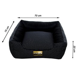 Cama Quadrada para Cachorro ou Gato Luppet Luxo Preto Poa GG - 4