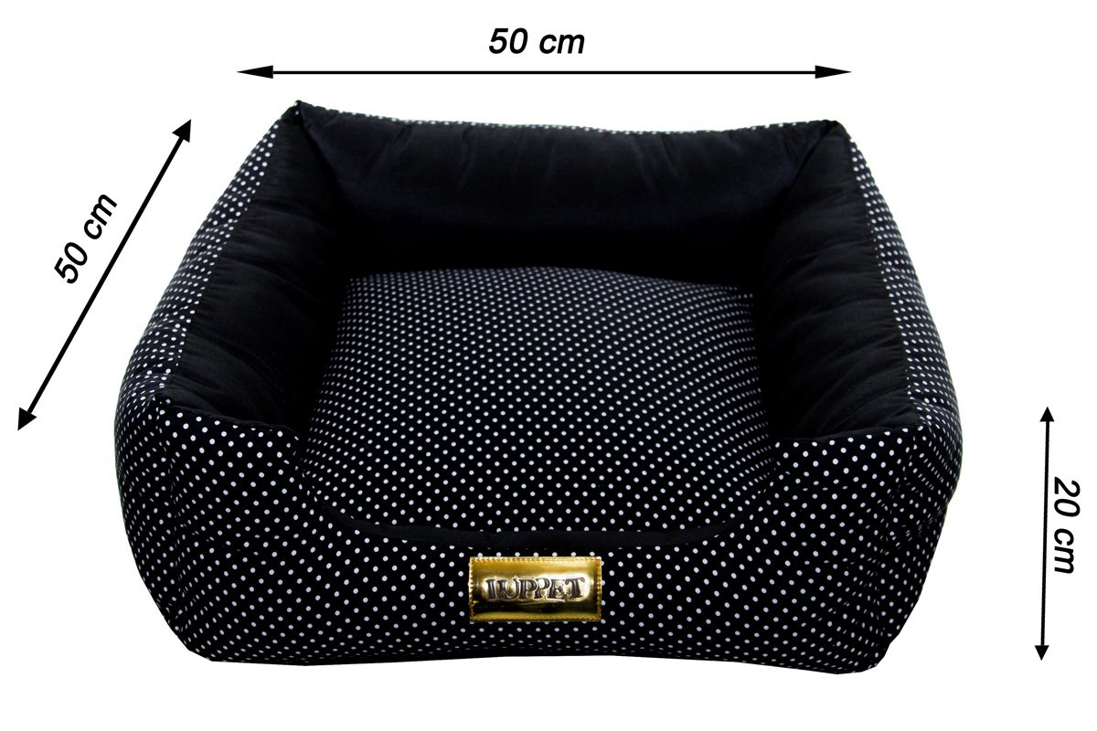 Cama Quadrada para Cachorro ou Gato Luppet Luxo Preto Poa M - 4