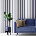 Ver imagem 4 de Papel De Parede Lavável Listrado Dourado E Azul