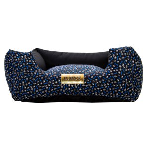 Cama Quadrada para Cachorro ou Gato Luppet Luxo Azul Osso GG