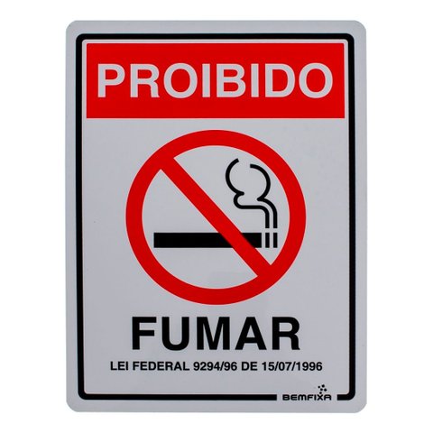 Placa de Sinalização 15x20 cm Proibido Fumar Bemfixa