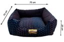 Ver imagem 3 de Cama Quadrada para Cachorro ou Gato Luppet Luxo Preto com Bolinhas Coloridas Gg