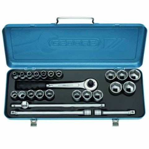 JOGO DE SOQUETES SEXTAVADO 1/2" 10 A 32MM 24 PEÇAS - GEDORE