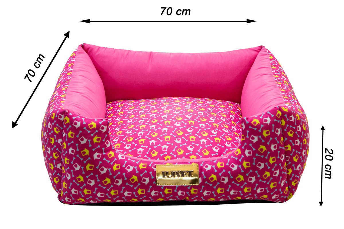 Cama Quadrada para Cachorro ou Gato Luppet Luxo Rosa Ossinho - GG - 5