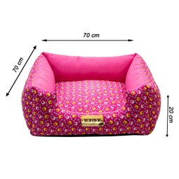 Cama Quadrada para Cachorro ou Gato Luppet Luxo Rosa Ossinho - GG - 5
