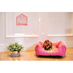 Cama Quadrada para Cachorro ou Gato Luppet Luxo Rosa Ossinho - GG - 7