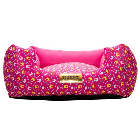 Cama Quadrada para Cachorro ou Gato Luppet Luxo Rosa Ossinho - M