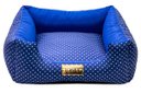 Ver imagem 3 de Cama Quadrada para Cachorro ou Gato Luppet Luxo Azul Poa - G