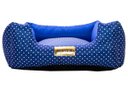 Ver imagem 1 de Cama Quadrada para Cachorro ou Gato Luppet Luxo Azul Poa - G