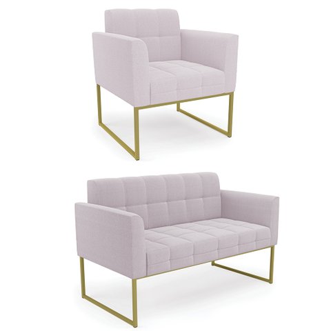 Namoradeira e Poltrona Industrial Dourado Ana Bouclé Rosê - Ibiza