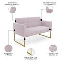 Ver imagem 3 de Namoradeira e Poltrona Industrial Dourado Ana Bouclé Rosê - Ibiza
