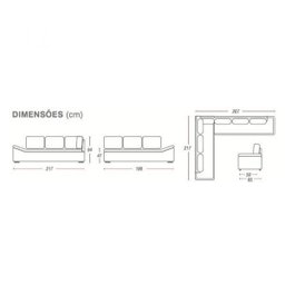 Sofá de Canto 6 Lugares Veludo Elefante Alphaville Hellen Estofados - 3