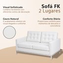 Ver imagem 3 de Sofá Fk 2 Lugares Couro Natural Linha Premium Design Modernista Sala Escritório Recepção - Branco