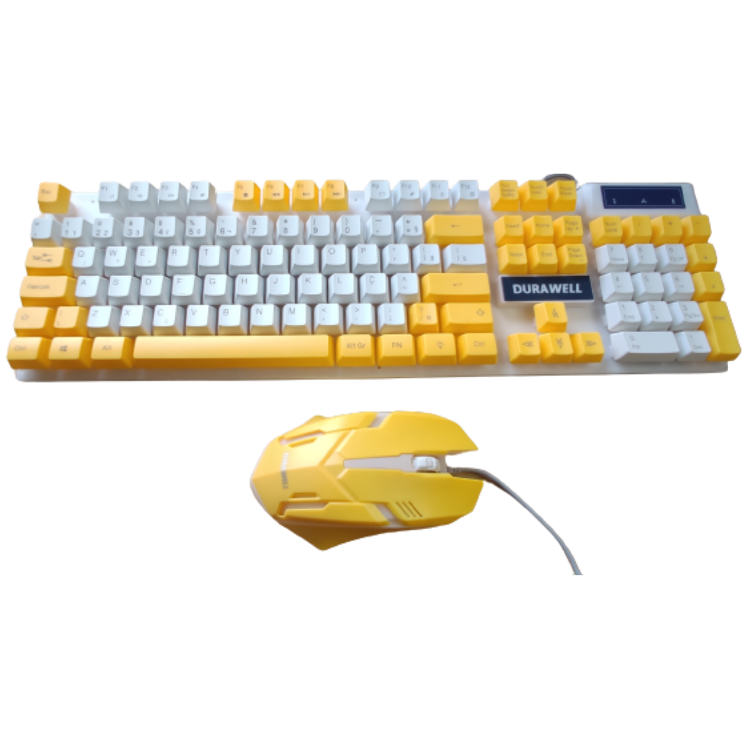 KIT TECLADO E MOUSE PROFISSIONAL GAMER LED RGB MEMBRANA DW-450 AMARELO - 4