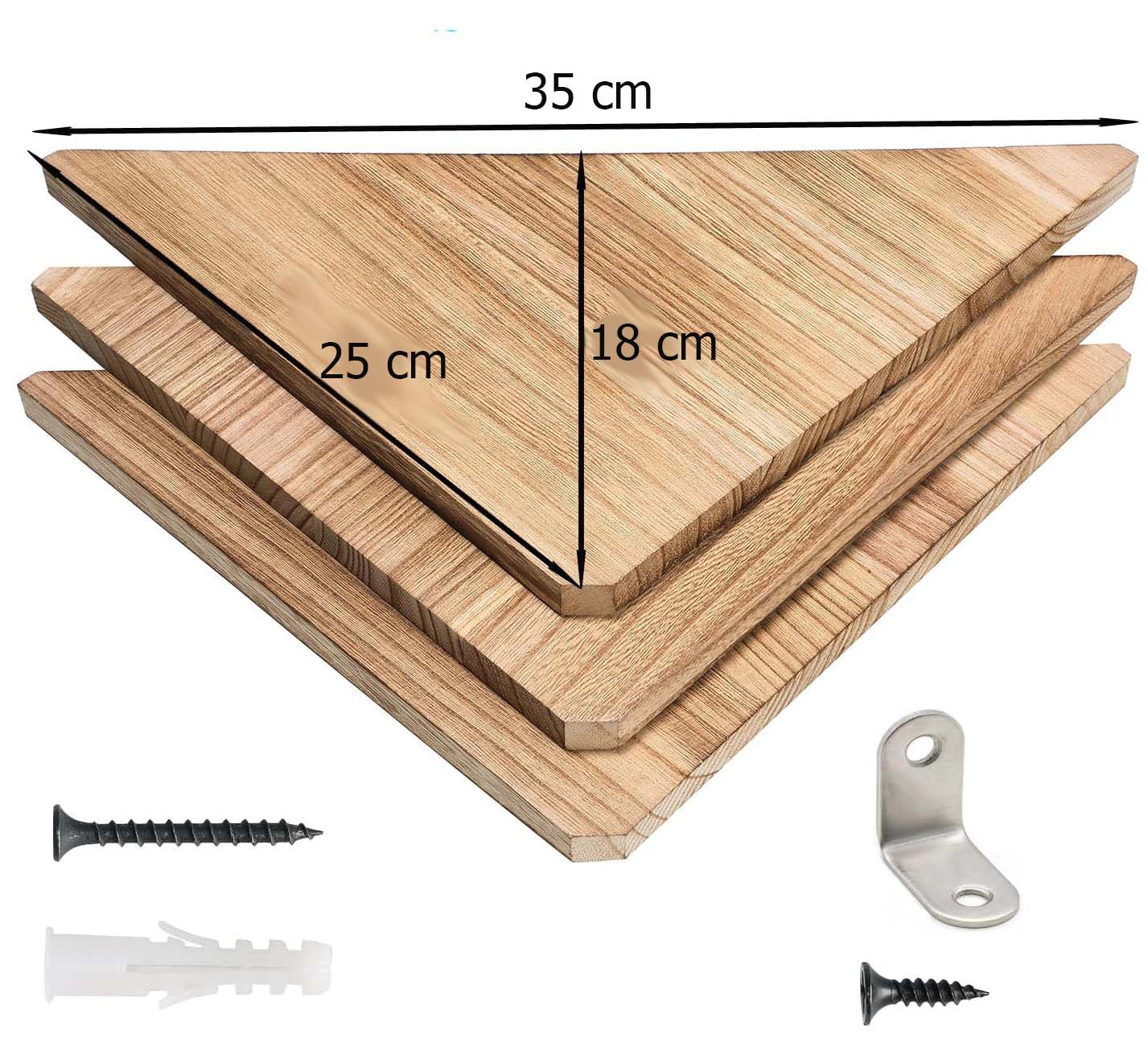 Conjunto de 3 Prateleiras de Canto em Madeira Rústica para Quarto ,cozinha e Banheiro - 6