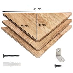 Conjunto de 3 Prateleiras de Canto em Madeira Rústica para Quarto ,cozinha e Banheiro - 6
