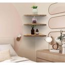 Ver imagem 4 de Conjunto de 3 Prateleiras de Canto em Madeira Rústica para Quarto ,cozinha e Banheiro