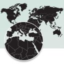 Ver imagem 1 de Mapa-Múndi Adesivo com molduras para fotos - Preto sem nomes de países - 140x78