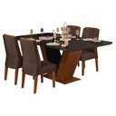 Ver imagem 1 de Mesa de Jantar Rute Freijó Preto Brilho com 4 Cadeiras Lidia Freijó Veludo Moca - Dj Móveis