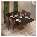 Ver imagem 5 de Mesa de Jantar Rute Freijó Preto Brilho com 4 Cadeiras Lidia Freijó Veludo Moca - Dj Móveis