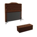 Ver imagem 1 de Kit Cabeceira Estofada Para Cama Box Pollux e Calçadeira Sagitarius 140 Casal Couro Artificial Marro