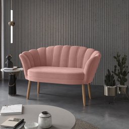 Namoradeira Sofá Pétala 2 Lugares Veludo Rosa - Visalar - 1