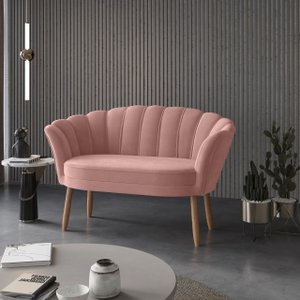 Namoradeira Sofá Pétala 2 Lugares Veludo Rosa - Visalar