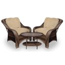 Ver imagem 1 de Conjunto de Poltronas Fibra Sintética Bruxelas - 2 Poltronas + 1 Mesa Centro - Tecido Duna Deserto