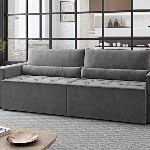 Sofa Cama 220cm Retratil e Reclinavel 4 Lugares Nepal