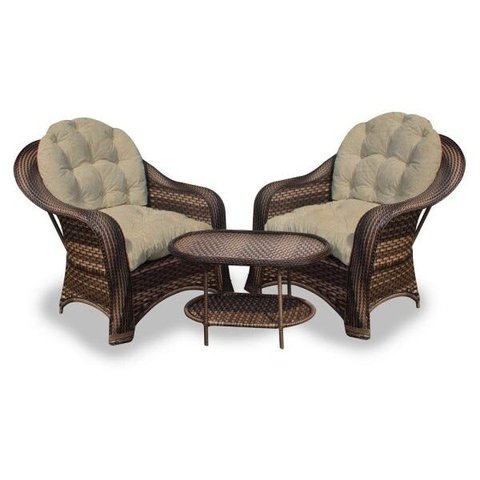 Conjunto de Poltronas Fibra Sintética Roma - 2 Poltronas e Mesa Centro - Tecido Duna Deserto