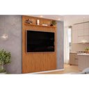 Ver imagem 1 de Rack Bancada C/ Painel P/ Tv até 65 Pol Pratic Ripado 1 Prateleira 183x240cm Freijo - Dj Móveis