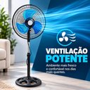 Ver imagem 4 de Ventilador de Coluna 220V 40W 3 Velocidades Oscilante Altura Ajustável Pedestal 3 Pás 29cm