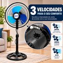 Ver imagem 7 de Ventilador de Coluna 220V 40W 3 Velocidades Oscilante Altura Ajustável Pedestal 3 Pás 29cm