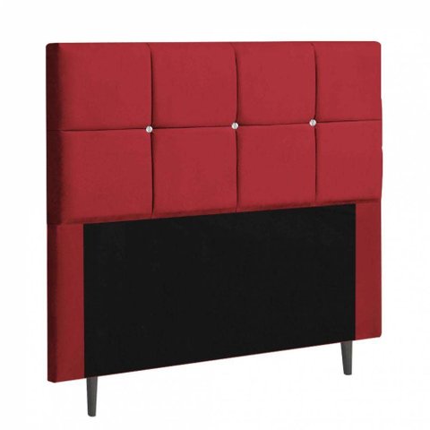 Cabeceira Estofada Poliana 160cm Queen Strass Courino Vermelho