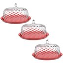 Ver imagem 1 de Kit 3 Boleiras com Cúpula 30cm Torta Doces Crippa Vermelho Transparente Padaria Hotel