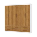 Ver imagem 2 de Guarda-Roupa 6 Portas 6 Gavetas Denver Marrom/Branco/Cinamomo