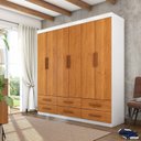 Ver imagem 1 de Guarda-Roupa 6 Portas 6 Gavetas Denver Marrom/Branco/Cinamomo