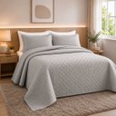 Ver imagem 1 de Colcha Matelassê - Casal - Madri 3D - Geométrico - Cinza - Dupla Face - c/ Porta Travesseiros - Roza