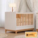 Ver imagem 2 de Berço Mini Cama Biscoito com Regulagem de Altura e Pés Fixo Off White/Nature