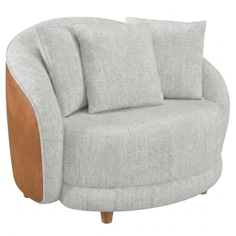 Poltrona Decorativa Maya Pes Madeira Linho e Courino Tcs 701 Tcs 727 Moll