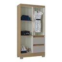 Ver imagem 2 de Guarda Roupa de Solteiro Napoles 4 Portas 2 Gavetas MDP Damasco-Off White Poquema Móveis