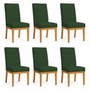 Ver imagem 1 de Kit 6 Cadeiras de Jantar Solana Veludo Base de Madeira - Pallazio Cor:Verde