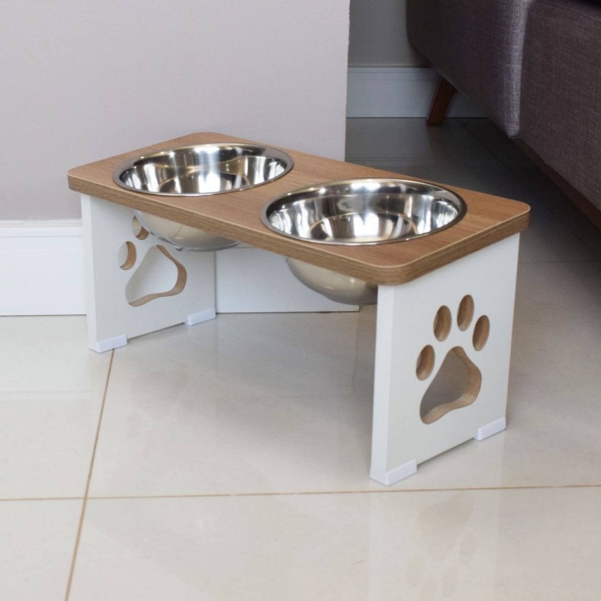 Comedouro Elevado Duplo Cachorro Grande Pet Mdf 20cm - 5