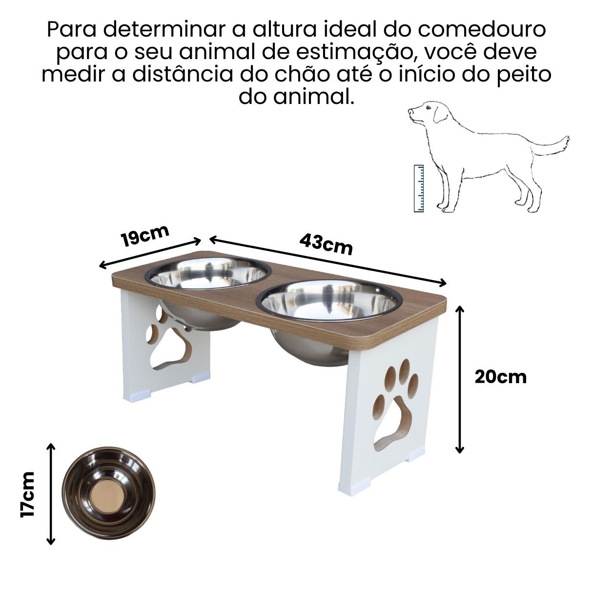 Comedouro Elevado Duplo Cachorro Grande Pet Mdf 20cm - 2