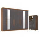 Ver imagem 1 de Guarda Roupa Casal 8 Portas 4 Gavetas Master New com Espelho e Cômoda Marabá com Pés Jatobá