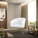 Ver imagem 2 de Kit 02 Poltronas Stella Corano Branco Base Industrial Dourada - D’Rossi