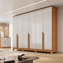 Ver imagem 2 de Guarda-roupa Casal 6 Portas 6 Gavetas Bianca em Mdf com Pés 230cm Naturalle/off White - Bianchi Mó